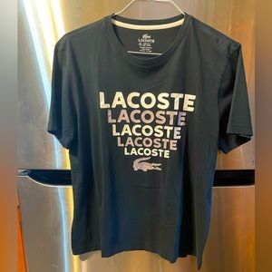 Vintage Lacoste Sport T Shirt Mens Black Short Sleeve XL Graphic Design